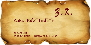 Zaka Kálmán névjegykártya